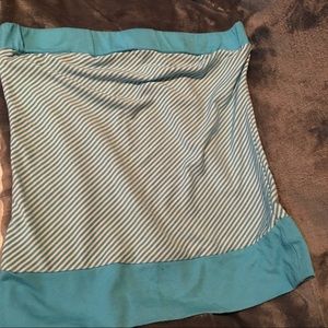 Strapless Aqua Blue Striped Top